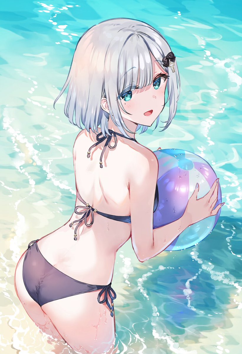 SamezameRe's tweet photo. 花芽すみれ　ビーチボール持ってきたから遊ぼっ!
SFW #AIイラスト #AIart #ぶいすぽっ https://t.co/KTAoVyypuq