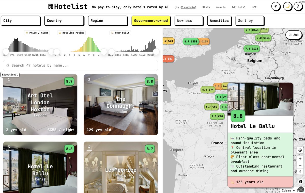 Levelsio Maps Government-Owned Hotels Behind Major Chains in New Filter