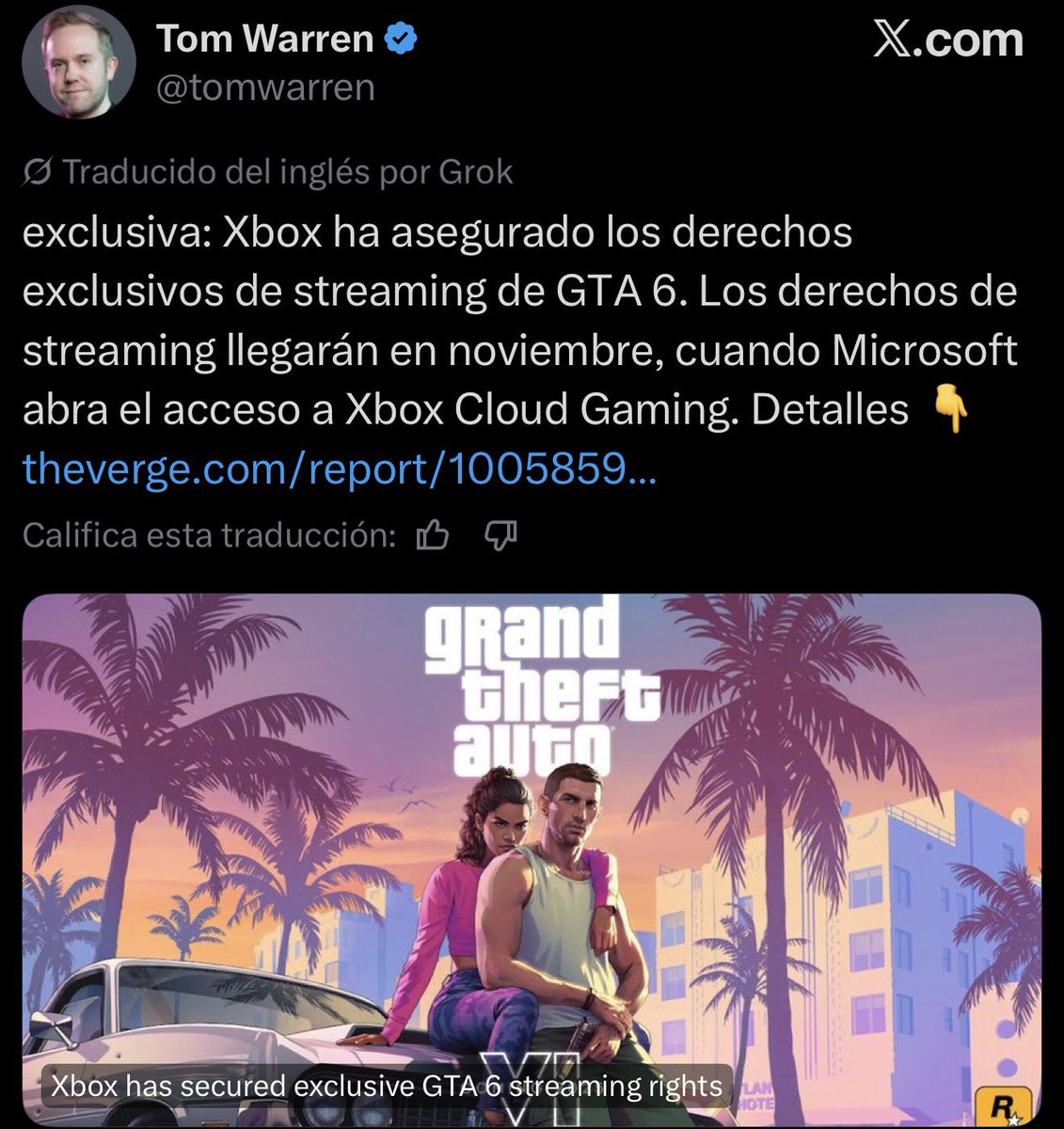 AllConsoleFan's tweet photo. ‼️XBOX LLEVARA GTA VI DIA 1 A PC‼️

XBOX tendra GTA VI de forma EXCLUSIVA en su servicio de Streaming en la Nube.

Esto quiere decir que los usuarios de Xbox podran jugar GTA VI en Televisiones, celulares y los mas importante es que sera la unica forma legal de jugarlo en PC. 

De que sirve que Playstation pagara los derechos de Marketing si no se esta llevando nada?
