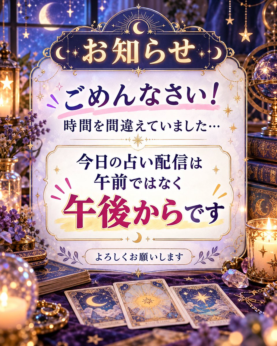 kukukumaruru321's tweet photo. やらかしの民です、今日の占いは14時〜16時なのに
10時〜12時でお知らせしてしまってました💦
正しい時間は14時〜16時です！ https://t.co/I5i76Y0E7a