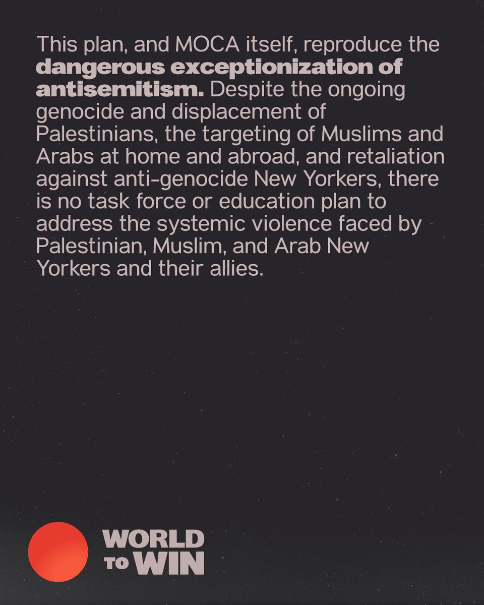 w2wdsa's tweet photo. This plan, and MOCA itself, reproduce the dangerous exceptionalization of antisemitism. https://t.co/kS8lke3tUE
