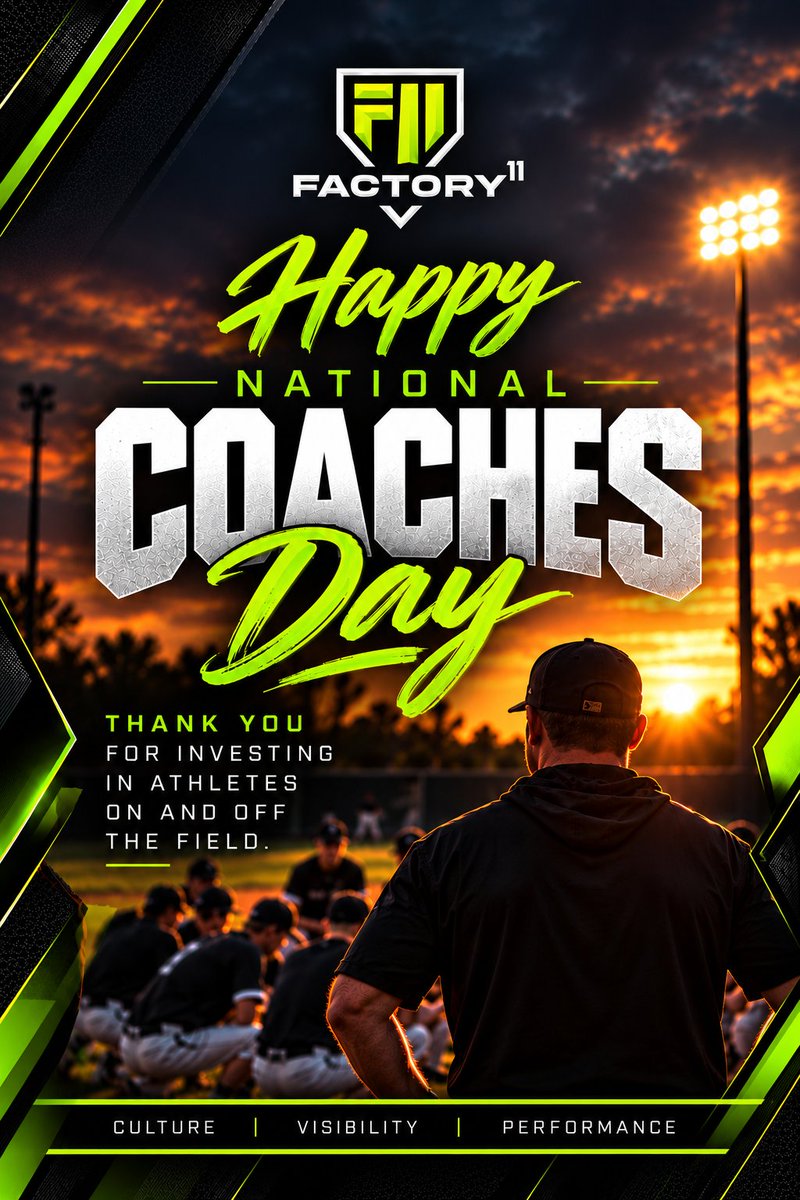 Factory11Sports's tweet photo. Great coaches do more than develop athletes. They build confidence, character and culture—and their impact lasts far beyond the game.

Happy National Coaches Day to the coaches investing in the next generation. 🖤

#NationalCoachesDay #Factory11 #CoachingMatters #SportsCulture https://t.co/EitEq00jVv