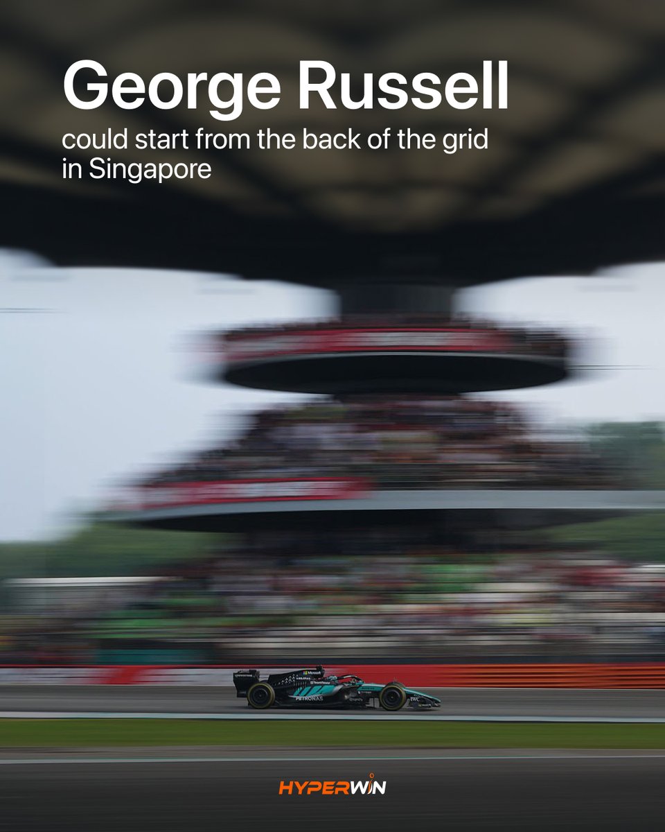 Hyperwinmedia's tweet photo. Mercedes confirm Russell will start the Singapore GP from the back after exceeding his engine allocation.
He won here from pole last year. The Sprint isn't affected. Title over? 🚫
#Hyperwin #F1 #Russell #SingaporeGP #Mercedes https://t.co/Y0eCUBpP3L