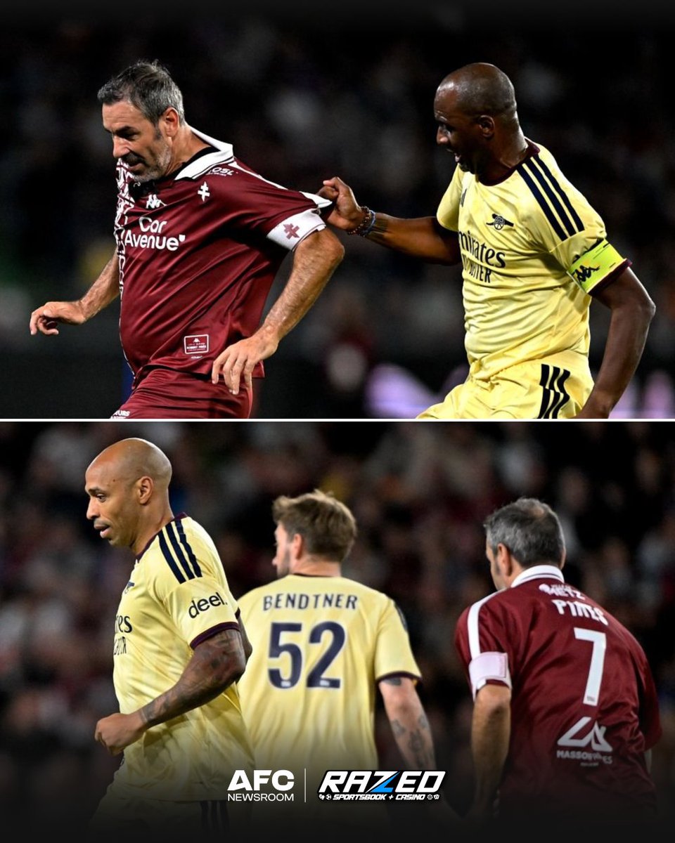 afcnewsroom's tweet photo. A nostalgic night with Arsenal legends in Metz! ❤️

Robert Pires’ jubilee match brought together an incredible group of former Gunners, with Patrick Vieira, Thierry Henry, Jens Lehmann and Lukas Podolski all pulling on the Arsenal shirt once again. 

Arsène Wenger was also there for the occasion. 🔥

And Thierry Henry showed he’s still got it. Our all-time leading scorer found the net inside just four minutes, with a beautiful touch and finish. ⚽✨