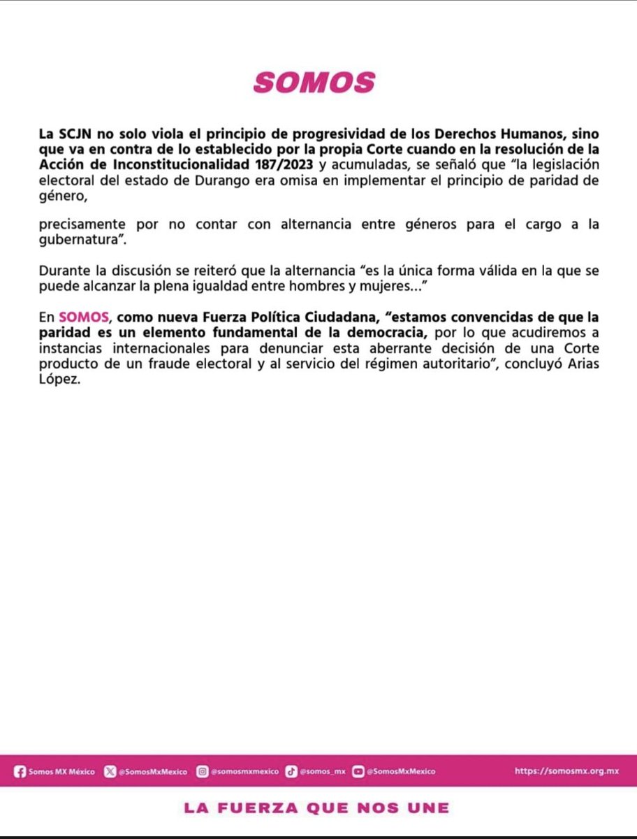 somosmx_cdmx's tweet photo. LA SCJN RESUELVE CONTRA
ALTERNANCIA DE GÉNERO Y DE LAPARIDAD #Boletin de @SomosCDMX

#SomosCDMX https://t.co/qj8boWs1eb