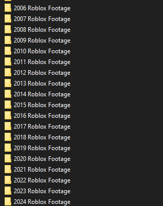 Dynabroth's tweet photo. I have half a dozen terabytes of Roblox footage in my archives. If you comment a date (preferably after June 2007) and a number 1-10 I'll post what's in the folder for that day. 🙃 https://t.co/POSjDeomKZ