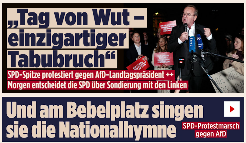 PeterBorbe's tweet photo. Was für ein jämmerliches Affentheater, wenn SPD-Bundespolitiker aufmarschieren, um gegen eine Personalie in einem Landesparlament zu protestieren. Und dann auch noch dieser geschichtsklitternde Missbrauch des Bebelplatzes, auf dem Mahnmale an die Bücherverbrennung nach der Machtübernahme der Nationalsozialisten 1933 erinnern.
Aber der eigentliche Skandal ist, dass hier auch Verteidigungsminister Pistorius mitmarschiert ist. War da nicht mal was mit Neutralitätsgebot?