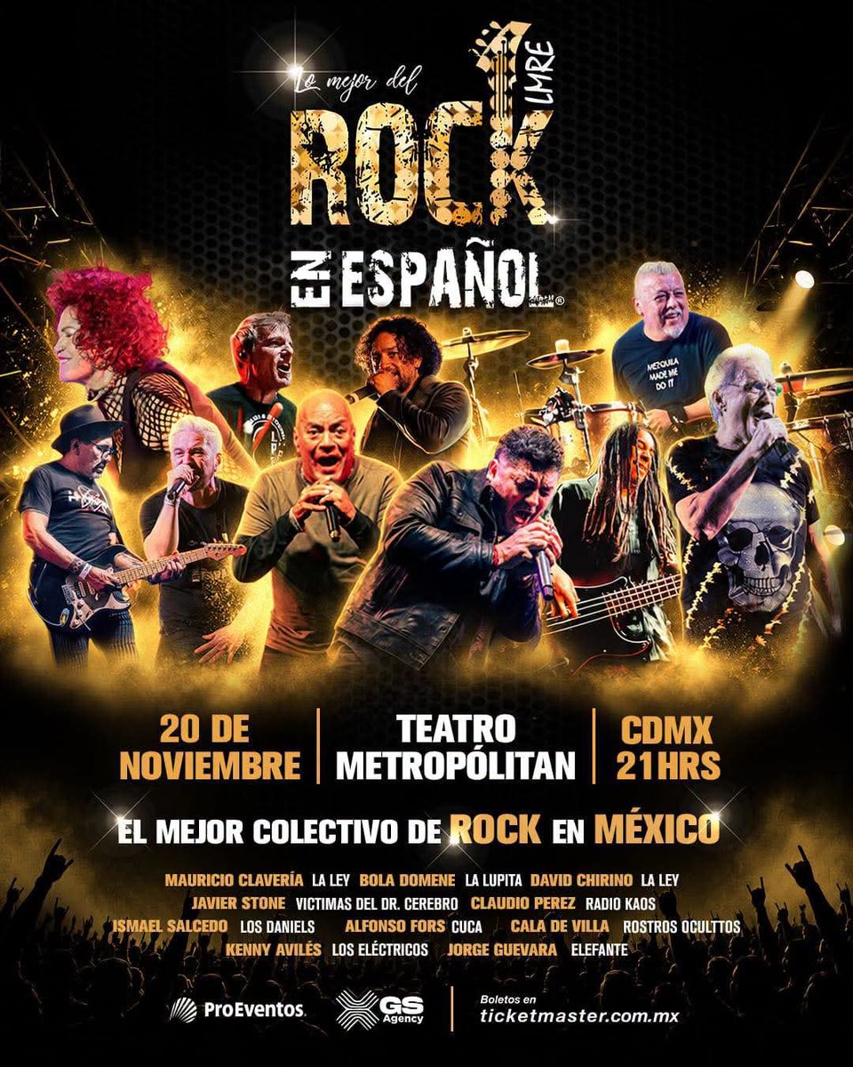 oaxaca_mix's tweet photo. 🔥🎸 #CDMX ¡LO MEJOR DEL ROCK EN ESPAÑOL LLEGA AL TEATRO METROPÓLITAN! 🤘🏻

Mauricio Clavería, Bola Domene, Javier Stone, Cala, Kenny Avilés y más se reúnen para revivir grandes clásicos. ⚡

📅 20 de noviembre | 9:00 p. m.
🎟️ Ticketmaster

#RockEnEspañol #OaxacaMix https://t.co/nuby7vacf3