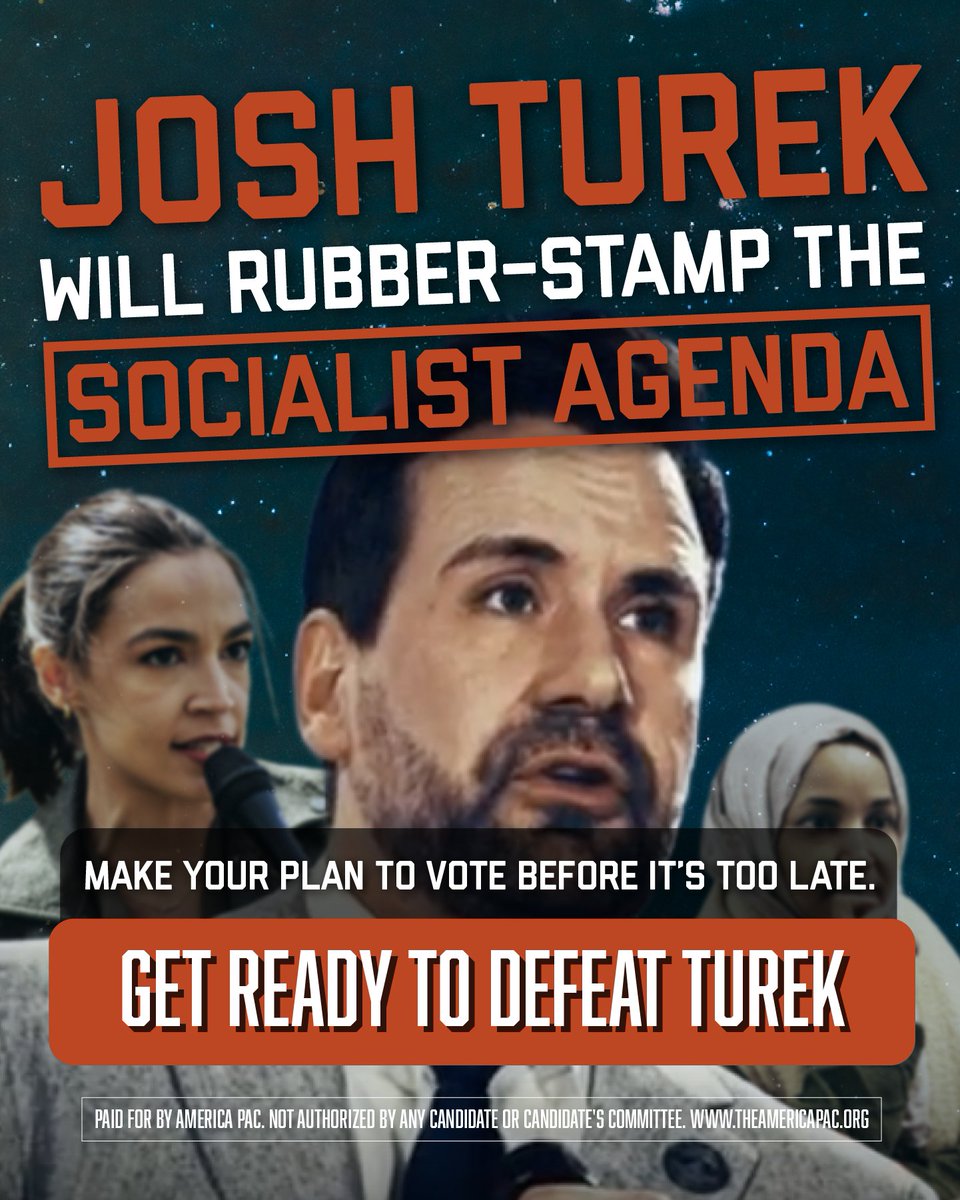 america's tweet photo. Iowa doesn't want open borders and higher taxes. Josh Turek and the socialists do. Take 15 seconds, make your plan to vote by mail or in person. It’s time to DEFEAT Turek!