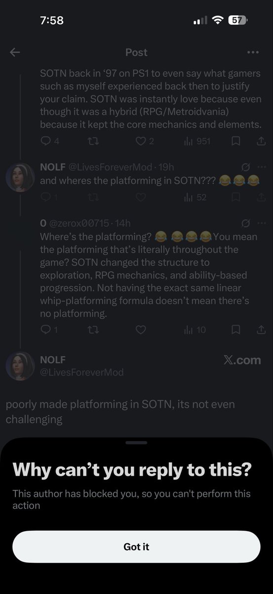 zerox00715's tweet photo. @LivesForeverMod @4BrandonJS4 Proceeds to block = instant fail. Proves my point hence your argument invalid. People such as you willing to accept slop from developers because the game holds “Castlevania” in the title… gtfo you disgusting sheep 🐑 https://t.co/pBxLPNoEF7