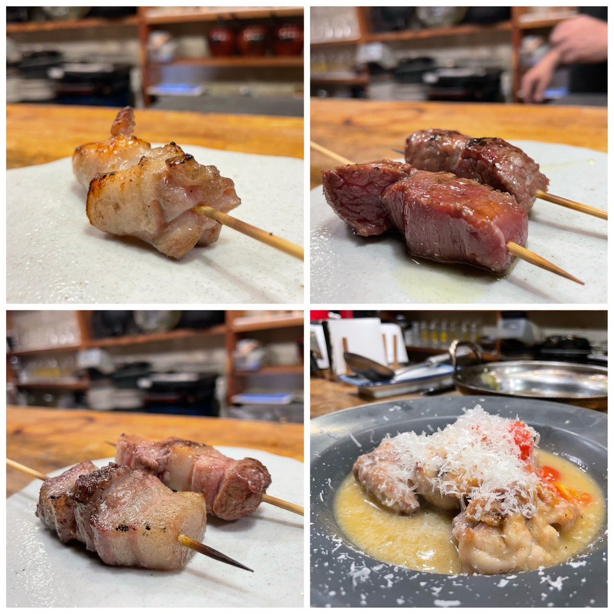 nek000gohan's tweet photo. 駝鳥のたたき
チタタプ鍋
鹿タンステーキ
クロコダイルの舌串
駝鳥の焼き串
どんぐり猪の焼き串
野うさぎもものロティ

全部美味かった‼︎
天満駅近く
とっとり酒場さん

予約はインスタから！ https://t.co/SUk3QxiGrQ