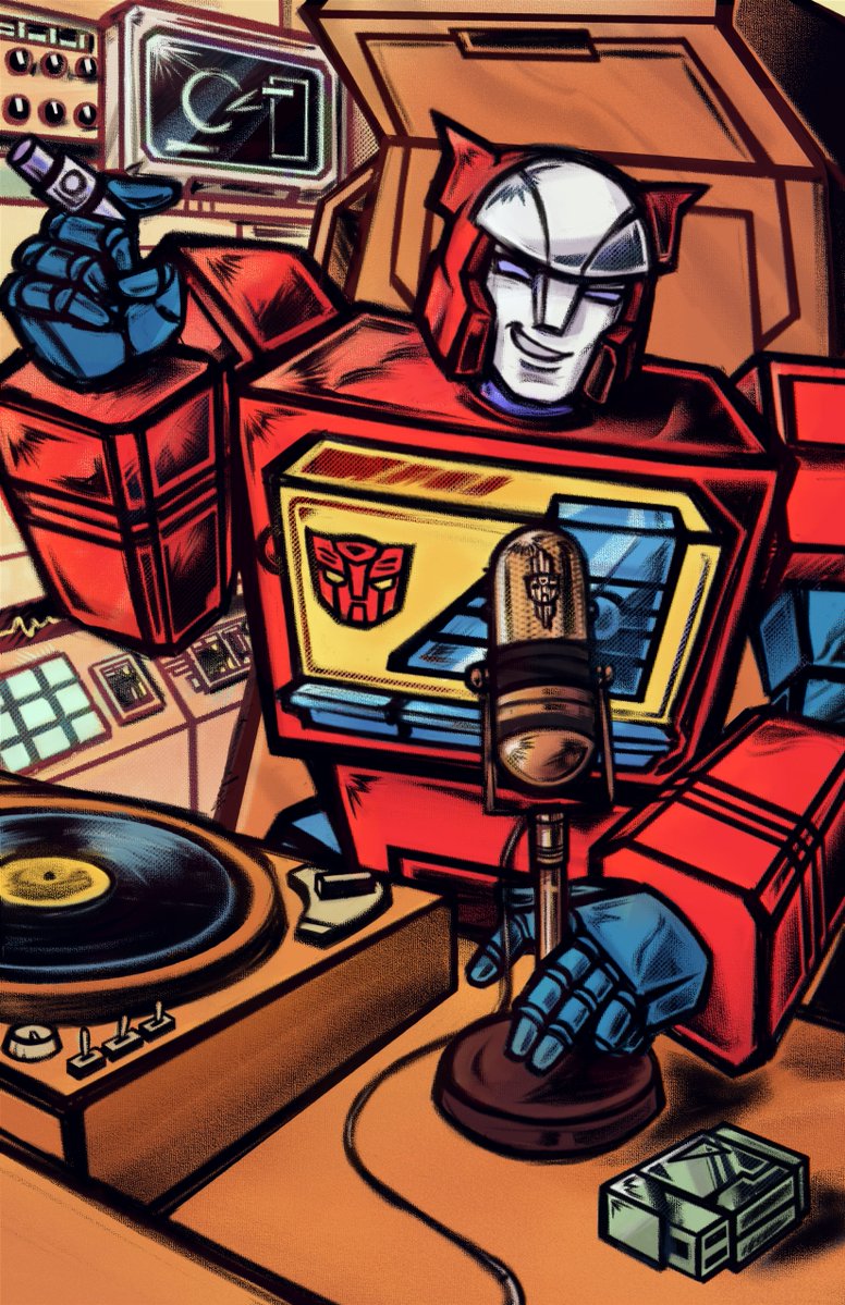ZamasuLovemail's tweet photo. My piece for the blaster fanzine! Might have gotten a bit self indulgent with my references 🎙️
#blaster #transformers #maccadam https://t.co/XAdsmX1mXL