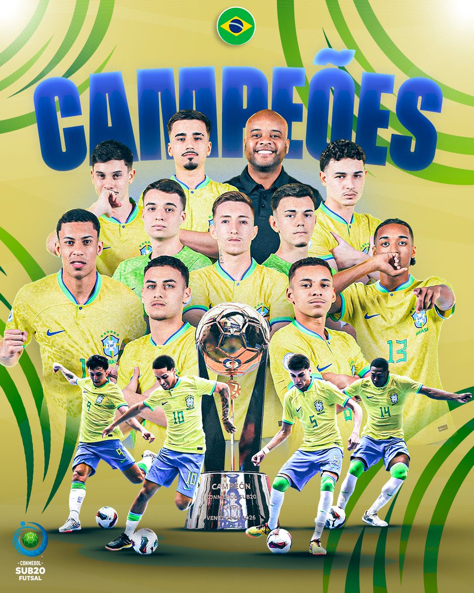 CONMEBOLtorneos's tweet photo. Uma estrela mais para o @CBF_Futsal na CONMEBOL #Sub20FS! 🏆🇧🇷 https://t.co/yxRqIMaPXF