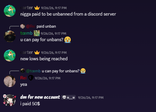 slashbleood's tweet photo. this same dude ur reply to is the same pedo yall let pay for an unban in yalls server to just go be a pedo to more people, but yall wanna say us in /bleood lets in pradators alright. https://t.co/dP5JtmZsJl