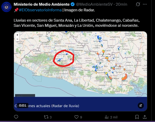 Unipas39's tweet photo. @MedioAmbienteSV Deberian de hacer algo con esos puntos muertos que aparecen ahi, desde hace dias estan esas manchas que parece como que esta lloviendo pero nunca desaparecen. Falla del radar @MedioAmbienteSV @lopezfernando https://t.co/3hlBPBFb13