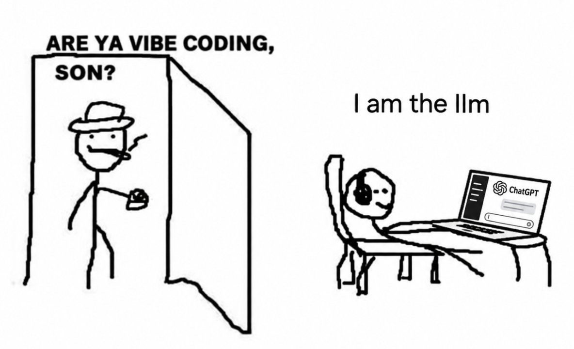 whatRanjuSaid's tweet photo. i don’t know who needs to hear this, but if you spend all day vibe coding, talking to llms, and scrolling X dot com without touching grass,

you’re basically just ingesting text data all day and slowly becoming the llm btw. https://t.co/rqZK6fP3NO