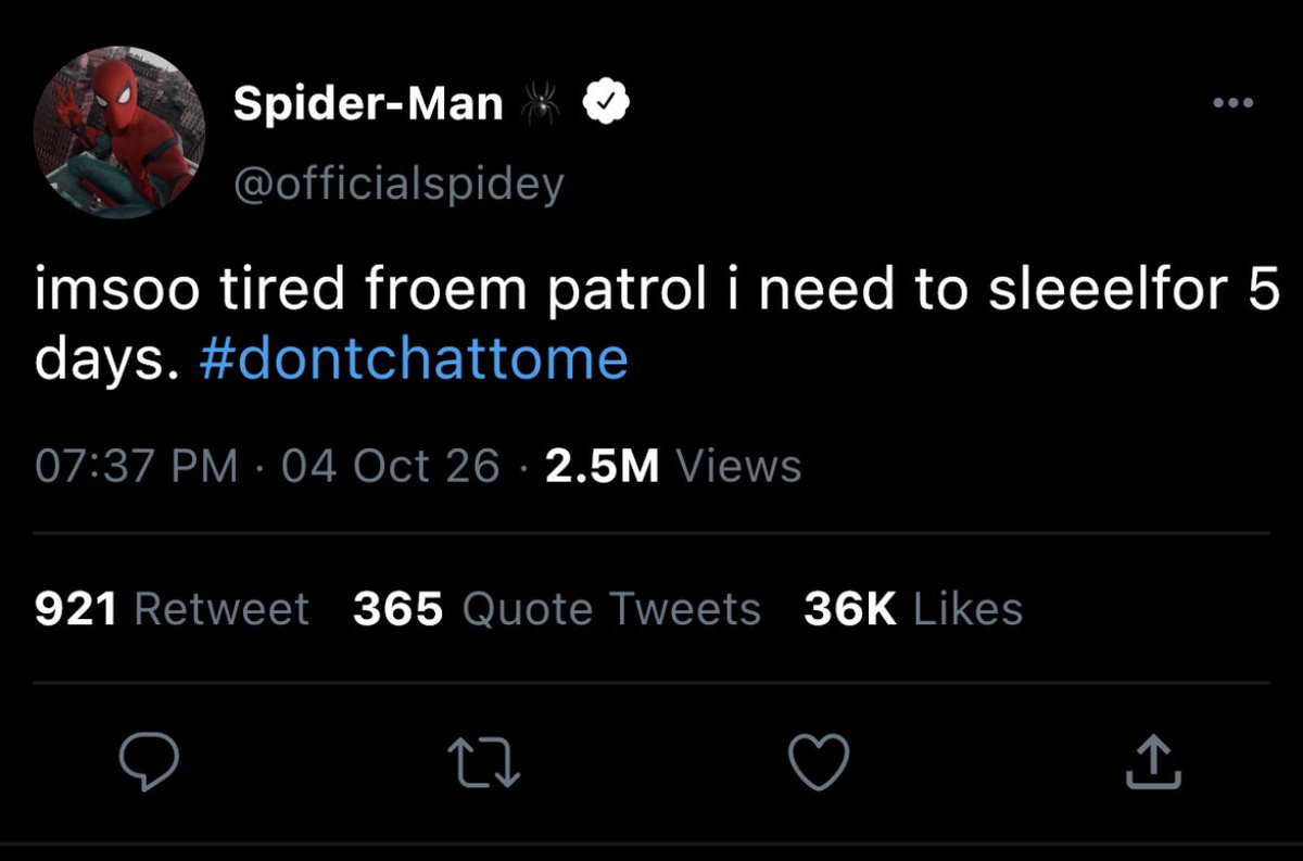 spideysomnia's tweet photo. short #spideypool smau peter please check your account please
1/2 https://t.co/ezgjU9I2hn