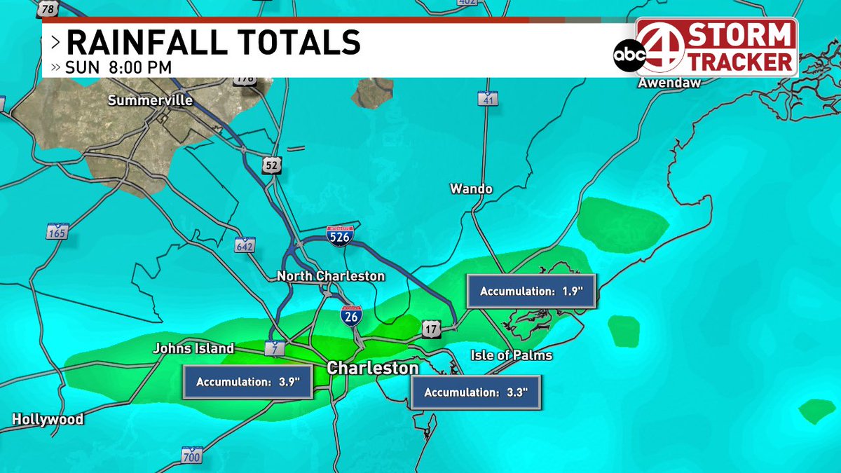 SeaverWX's tweet photo. Flash Flood Warning for Charleston and Eastern Berkeley Counties.

Heavy rain of 2-3” has fallen already with more rain on the way. Make sure to be extra careful if driving tonight and remember to never drive through a flooded road. https://t.co/hCVVtRkOvy
