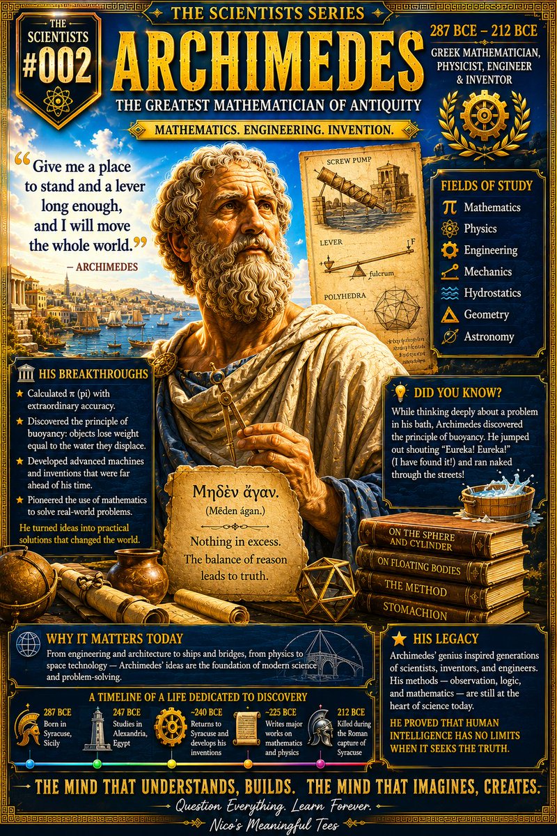 KalymnosWeb's tweet photo. Geometry, mechanics, buoyancy — and a name still attached to ideas more than two millennia later.

ARCHIMEDES.

#Archimedes #ScienceHistory

W: https://t.co/FoGLXkxV9Z
E: https://t.co/wOXw7gIWl9
P: https://t.co/8jP9PuwOq6
L: https://t.co/g2esxow1Jj
X: https://t.co/q29uypXsMd https://t.co/RkEXR832Sv