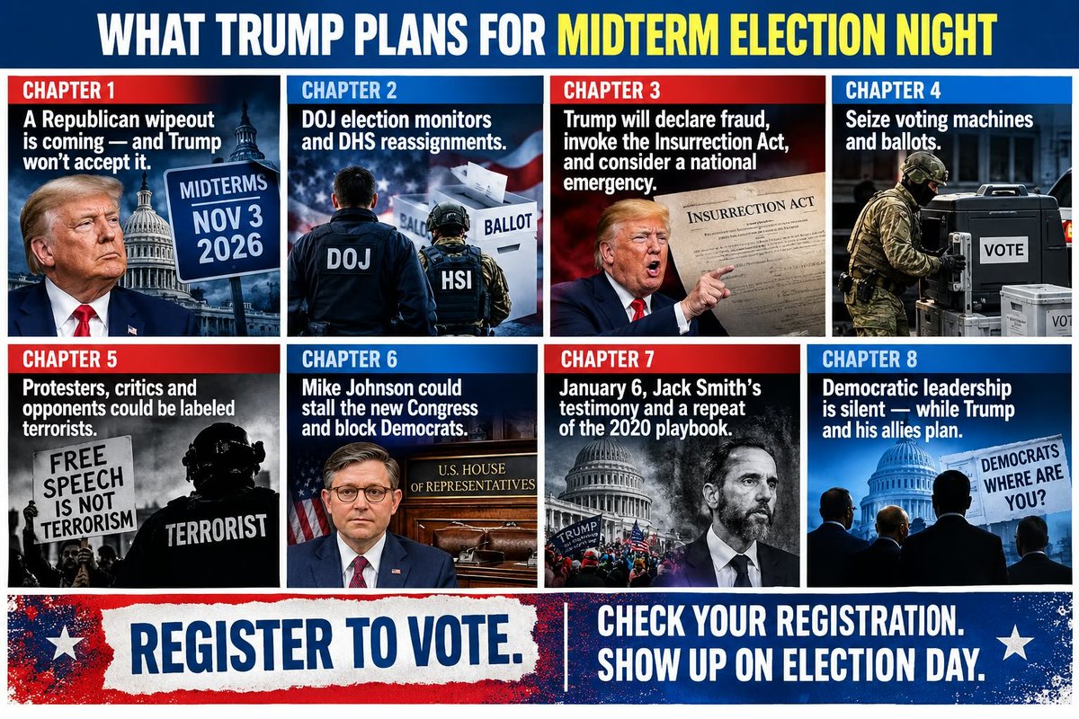 RobertCFried's tweet photo. #Trump #Midterms #MidtermElections #Election2026 #ElectionIntegrity #ProtectTheVote #VotingRights #VoterRegistration #CheckYourRegistration #Democracy #SaveDemocracy #DefendDemocracy #ElectionProtection #ElectionSecurity #DOJ #DHS #ICE #BorderPatrol #InsurrectionAct https://t.co/4JefefKSAA