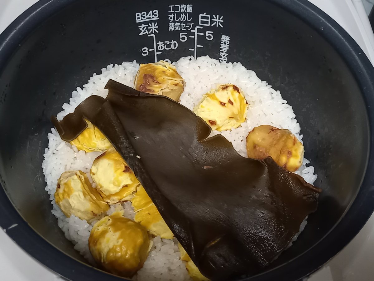 teamgaspard's tweet photo. 栗ご飯を作りました～ https://t.co/FhOk9llzvH