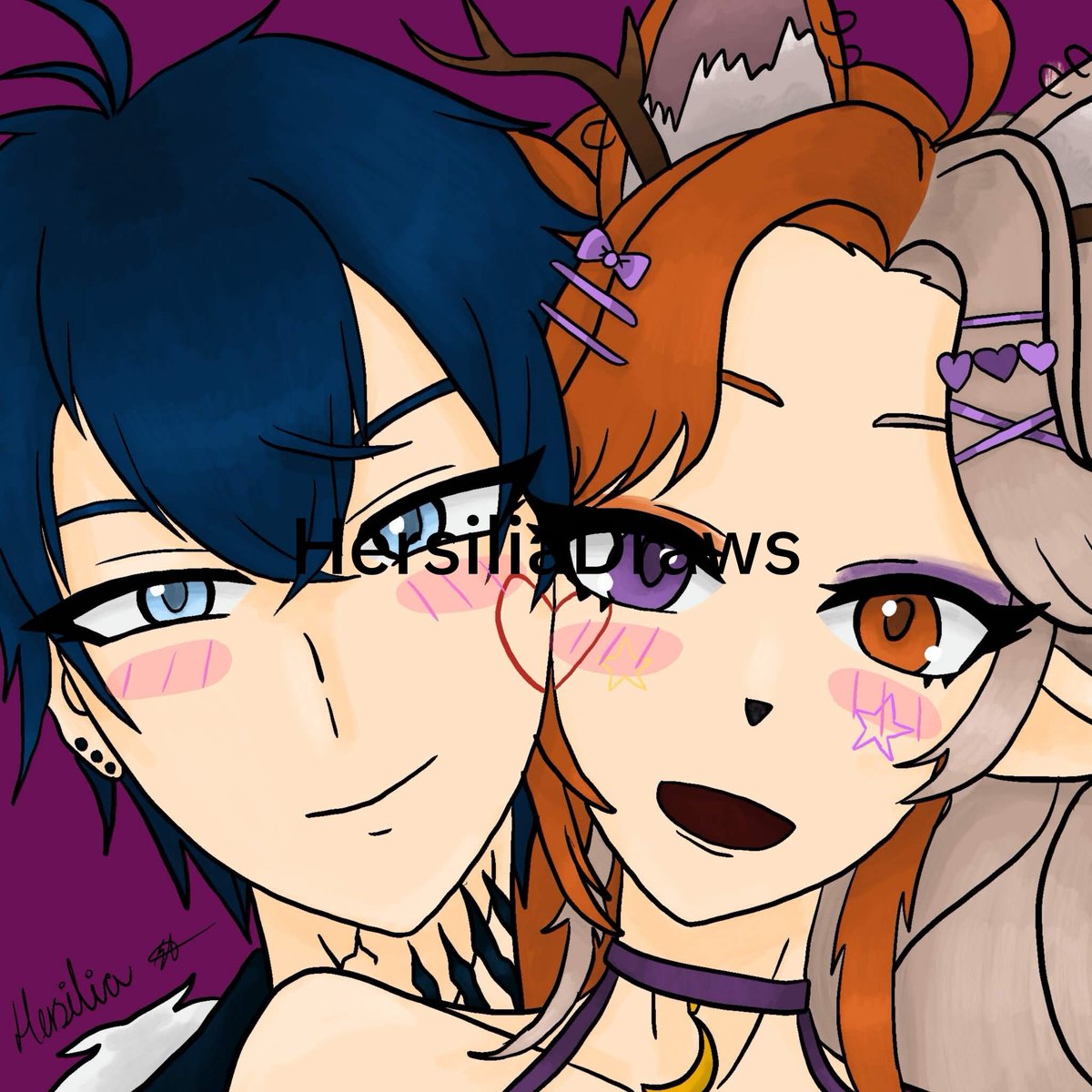 HersiliaDraws's tweet photo. Another Recent piece of art I've made for @ChristiDeVoss and @ElesiVT these two were so cute streaming together I couldn't help it!! https://t.co/qf4uJbMmrH