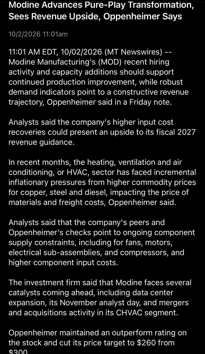 DiligentPlane's tweet photo. $MOD Oppenheimer sees upside to FY27 revenue

Data center expansion + analyst day + more catalysts ahead https://t.co/DcFgTIlX2p