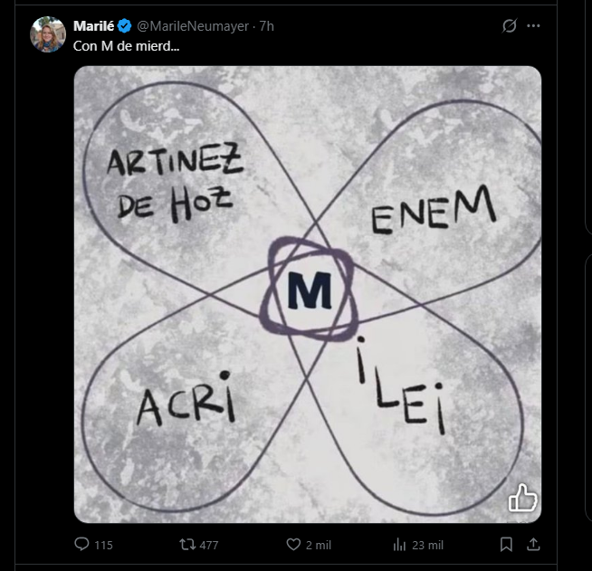 tanomda's tweet photo. @MarileNeumayer flaca te llamas "M"arile con M de Mierda tmb ? https://t.co/OYl46NREvO