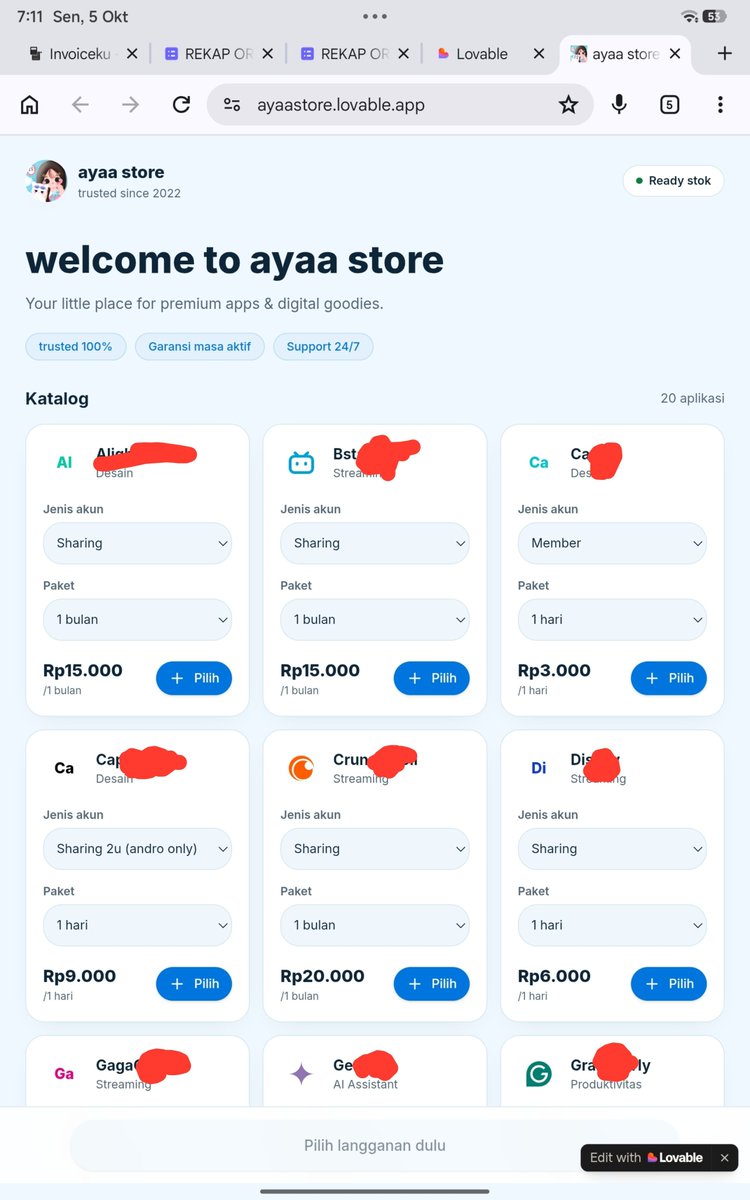 bbiyaw's tweet photo. Aku abis bikin web order GRATIS 😭😭🩷🩷🩷IYAA GRATISSSS BIKIN SENDIRII🥺🥺. Sistemnya nanti langsung ke wa setelah pilih produk dan mau order 🥳🥳🥳 https://t.co/FcFYizkHpv
