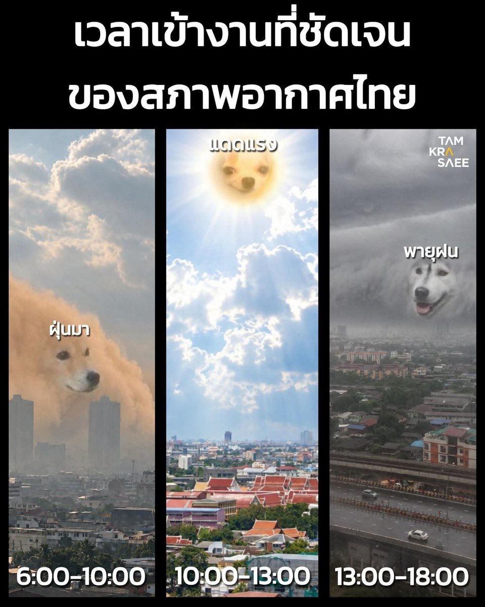 NunaxMx's tweet photo. ช่วงนี้อากาศแปรปรวน เมืองไทยเหมือนคนไบโพล่า https://t.co/lgLICTaWrd