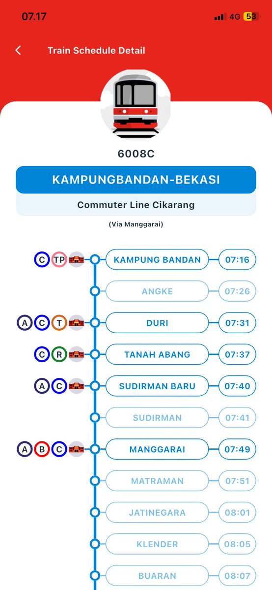 twiternyarafi's tweet photo. @CommuterLine kenapa jadwal KRL ke/dari Stasiun kampung bandan tuh selalu ga tepat??. Ini udh 07.18, tpi ini kereta 6008C ga dtg https://t.co/7fwvS3cxT5