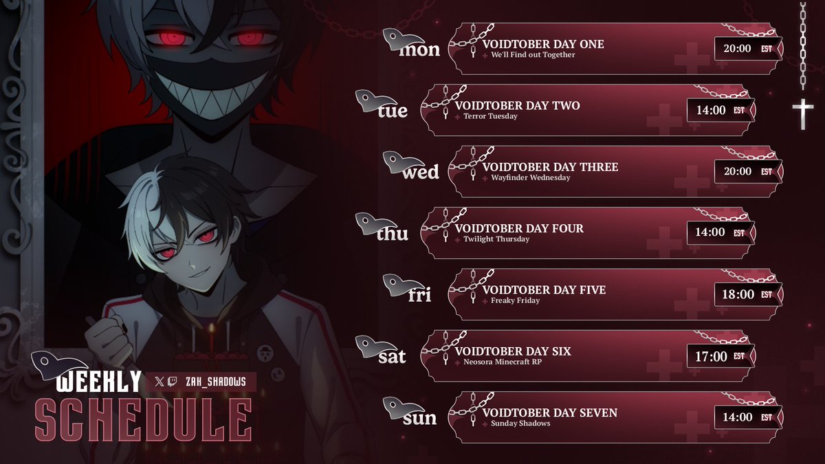 Zak_Shadows's tweet photo. FIRST OFFICIAL WEEK OF VOIDTOBER
(Hush. I wanted it to be a full week)
SEE YOU EVERYDAY THIS MONTH

October 5th - October 11th

Tags: 
Art: #VoidArt
Clips: #Voidcuts
Fans: #Voidlings https://t.co/5R0gHj6cLG
