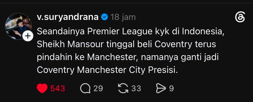 18thBench's tweet photo. Tips dari WNI buat manajemen City ni.

Bisa kali daripada capek2 banding🤣🤣 https://t.co/LApsaB2lXG