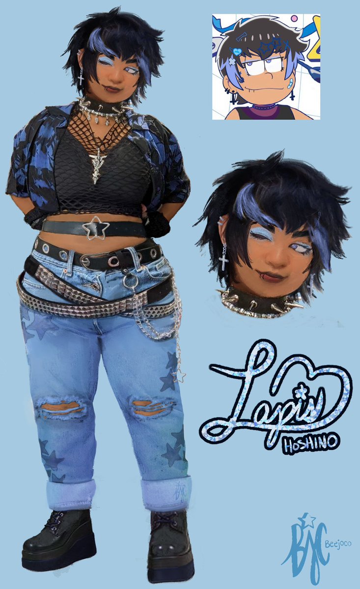 beejoco's tweet photo. semi-realism / realism take on band au Karamatsu! Who i've decided to dub having the stage name 'Lapis Hoshino'. Might do the others soon! #fujiorock #karamatsumatsuno https://t.co/Hds6osyp8W