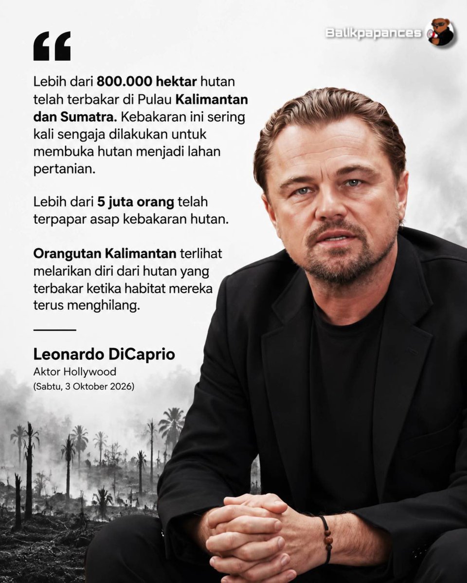 jenostalker's tweet photo. Si Tampan Leonardo DiCaprio sampai notice Karhutla. DONT STOP TALKING ABOUT KALIMANTAN GUYS….

#PRAYFORLAMPUNG
#PRAYFORSULAWESI
#PRAYFORKALIMANTAN
#PRAYFORSUMATERA
#PRAYFORACEH
#PRAYFORNTT
#PRAYFORNTB
#PRAYFORPAPUA
#PRAYFORINDONESIA
 #AllEyesOnIndonesia https://t.co/8vnBSUres2
