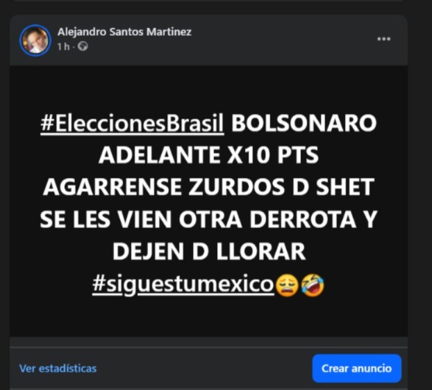 XALEXSAM's tweet photo. #EleccionesBrasil #SereBreve #VivaLaDemocracia 🗳 ELECCIONES EN BRASIL: LAS LECCIONES Y EL PRESAGIO PARA MÉXICO

Elecciones en Brasil. Bueno, de última hora ya se confirma que va a haber segunda vuelta el próximo 25 de octubre, es decir, en tres semanas. Pero hay datos sobresalientes:

Primero, que la izquierda está perdiendo terreno en Latinoamérica y es el presagio de la muerte anunciada de México.

Pero también hay que dejar claro algo: la izquierda es tramposa, tramposa, pero sobre todo se comporta como criminal, se comporta como un cobarde, no sabe perder, no sabe perder, jamás ha sabido perder. Aquí en México tenemos décadas viéndolos, al menos las últimas dos.

Y luego tenemos también otra cuestión: ellos hacen un chingo de trampas y todo eso, es decir, se convierten en una mamada de movimiento.

• Cuando ganan: A pesar de todas sus trampas y todo lo que hacen (compra de votos y todo eso), salen a decir: "No, es que la elección fue superlimpia, invitamos a que la oposición, cualquiera que sea, o los opositores o los perdedores, como lo queramos ver, sean responsables con la democracia". Ahí sí hablan de democracia porque ganaron y piden que todos salgan y ya acepten la derrota, que normalmente siempre ha pasado así: los opositores o los perdedores salen y con gallardía aceptan la derrota.

• Pero, ¿qué pasa cuando pierden?: Empiezan a chillar, empiezan a hacer movimientos, empiezan a hacer desmadres, dicen que les robaron la elección y no sé qué, y que jamás van a aceptar la derrota, que jamás, que fue una trampa... Es decir, son una mamada de movimiento, por eso la gente cada día los aborrece.

La izquierda es la peor porquería, o sea, los partidos en sí son una porquería, lo estamos viendo en Occidente. Pero si nos vamos a quién es el peor puerco, el peor cerdo: la izquierda. O sea, por norma general todo POLÍTICO Y PARTIDO SON UNA SCO LO PERO DEL MUNDO, porque yo siempre he dicho: son unos parásitos imbéciles que echan a pelear al pueblo y lo dividen. Pero si vamos a lo peor: la izquierda.

Pero aquí hay un dato muy importante que yo sí quiero recalcar y quiero recordárselos porque lo he venido diciendo desde 2024:

Dejen de quejarse, amigos. Tenemos la oportunidad el próximo año de salir a votar. Yo no les voy a decir por quién voten, simplemente salgan y voten. Ojalá y se reconfigure a México con un voto más participativo.

En Brasil salió el 85% de la gente, 85%, amigos. En México la cifra más histórica alcanza apenas el 64%. O sea, 20 puntos de diferencia, una brutalidad.

P.D. Ojalá y el ejemplo de Brasil en este punto, de civilidad y todo, lo tengamos que hacer el próximo año. Espero que lo cumplamos.

NOTA: EL RESULTAOD FINAL SERA DIFERENCIA DE 5 PUNTOS PARA BOLSONARO

Alejandro Santos Martínez (By Alexsam / El Caballero de la Noche)

IAG Ultra Tech Fiscal Disruptiva | Neurofiscalidad Advanced

#ElCaballeroDeLaNoche #ByAlexsam #ResistenciaDigital #CiberSeguridad #A_MexicoSeLeRespeta #UltraTech

@PartidoMorenaMx  @Claudiashein  @LuisaAlcalde  @A_MontielR  @lopezobrador_