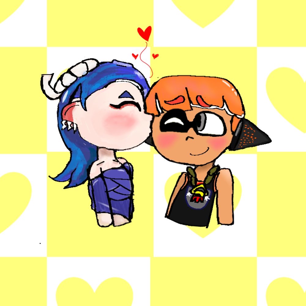 Allen101hi's tweet photo. Some stuff happened and long story short a friend drew Shiver kissing me #splatoon #splatoon3 #splatoonsrt #shiver https://t.co/rYTpS1FNDN