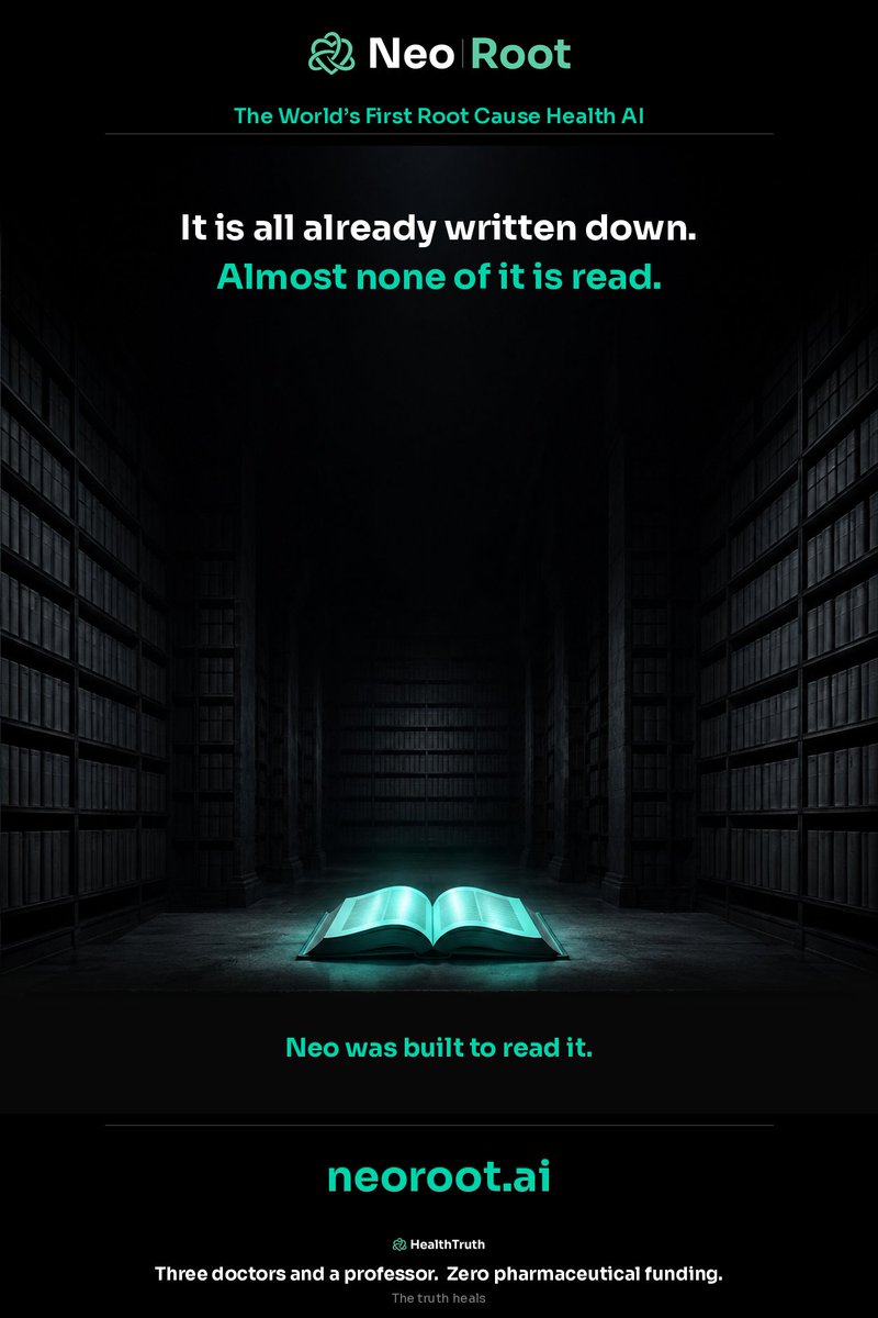 neorootai's tweet photo. Most health questions already have answers, written down in decades of research. Nobody has time to read all of it. NeoRoot does, and it looks for the root cause, not just the symptom.

https://t.co/Rnm4wxFkHi https://t.co/ZOJWUqVgn0