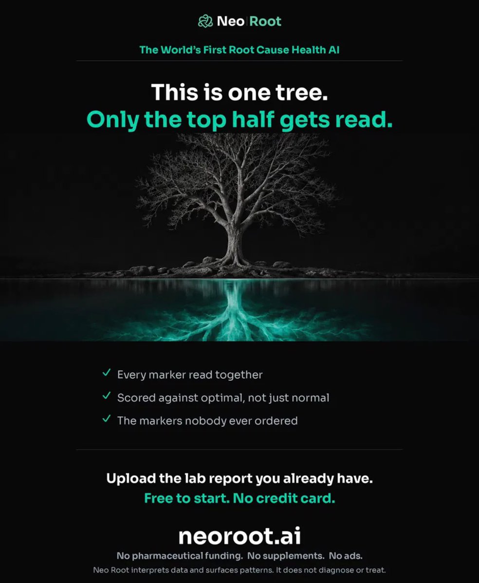 neorootai's tweet photo. Your symptoms are the part you can see. The cause is usually in the part you can't.

NeoRoot helps you read the whole tree, roots first.

https://t.co/Rnm4wxFkHi https://t.co/WqwtqSq7ic