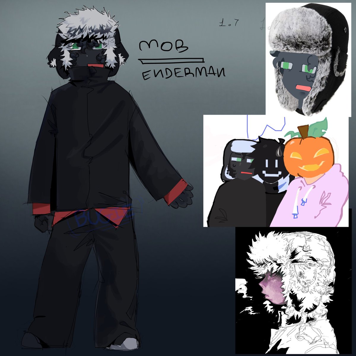 Bugie_the_alien's tweet photo. My verity gang redesigns, I might draw cups and verity later if i feel like it

 I love mobs redesign so much but I hate how little I rendered him 😓😓😓 
#thatmob #twixxel #whispy #verity #art https://t.co/gZ8LilkDMl