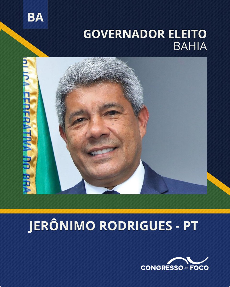 congressoemfoco's tweet photo. Jerônimo Rodrigues (PT) foi reeleito governador da Bahia neste domingo (4) para o mandato de 2027 a 2030.
#CongressoEmFoco #Eleições2026 #JerônimoRodrigues #governador #Bahia https://t.co/id8KYgK5Fl
