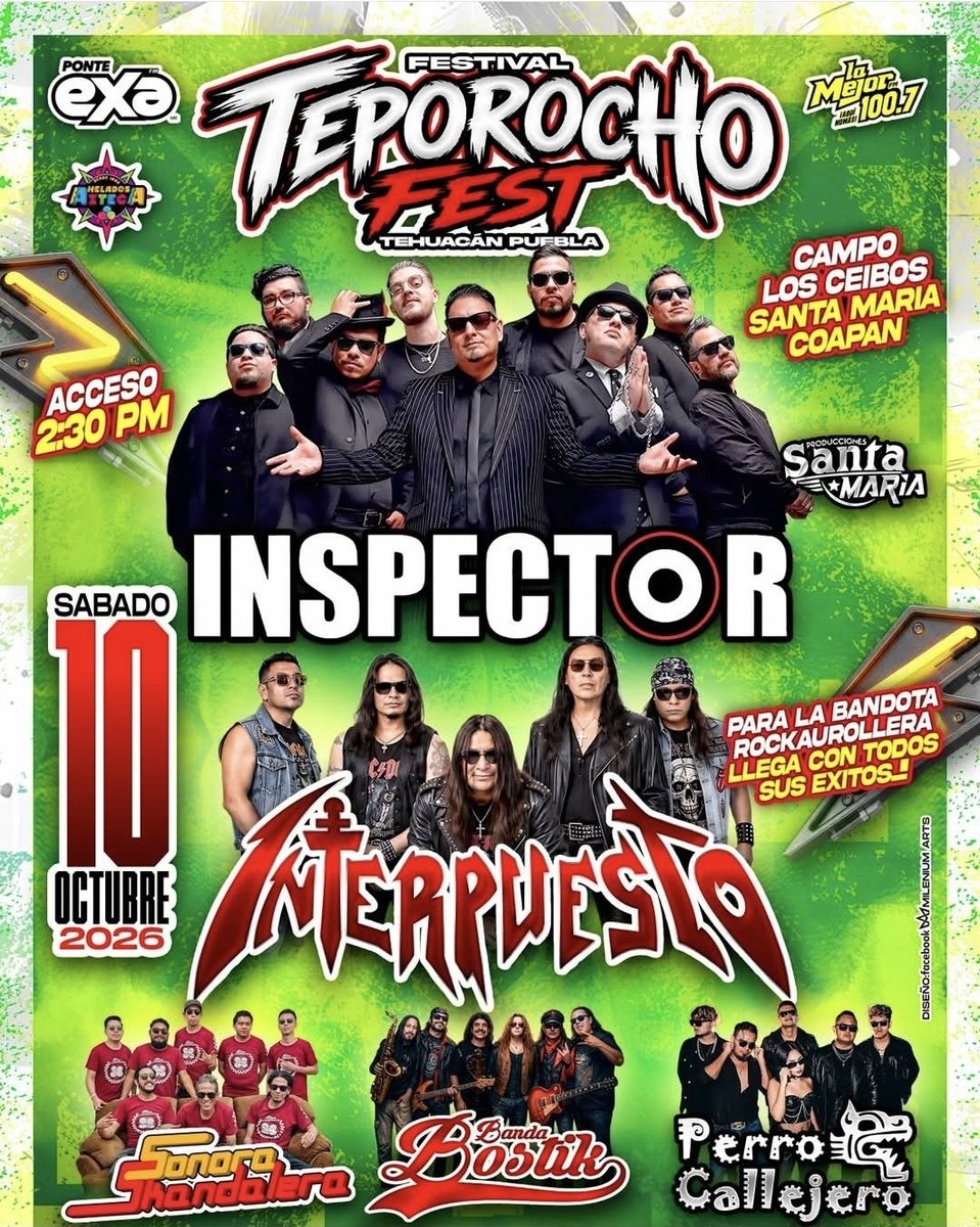 oaxaca_mix's tweet photo. #Tehuacán 🔥🎸 ¡SE ARMA EL DESMADRE EN EL TEPOROCHO FEST 2026! 🤘🏻🍻

Inspector, Interpuesto, Sonora Skandalera, Banda Bostik y Perro Callejero. 💥

📅 10 de octubre | 2:30 p. m.
📍 Campo Los Ceibos, Santa María Coapan.

#Oaxaca #TeporochoFest2026 https://t.co/7lEhDK2wTD