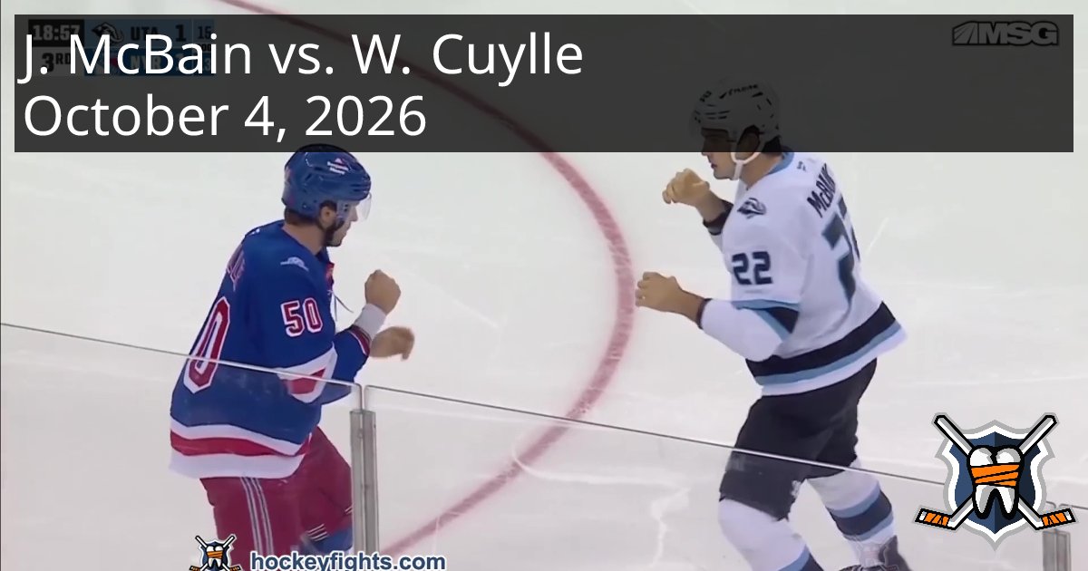 hockeyfights's tweet photo. Jack McBain vs Will Cuylle from the Utah Mammoth at New York Rangers game on Oct 4, 2026 www.hockeyfights.com/fights/n274356 https://t.co/GRieN7Ulrd