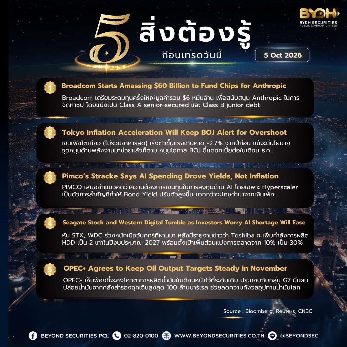 Beyond_Sec's tweet photo. 5 สิ่งต้องรู้ก่อนเทรดวันนี้ 5 Oct 2026
#5สิ่งต้องรู้ก่อนเทรดวันนี้ #การลงทุน #ข่าวต่างประเทศ #5things #trading #BeyondWealthStrategy https://t.co/te1NsnbJEf