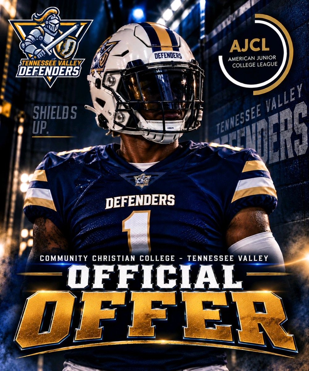 carter79781's tweet photo. Extremely grateful to receive an offer from @Chandaman91 and the Tennessee Valley Defenders! 🙏🏾💙💛 The conversations we’ve had over the past few weeks have meant a lot to me, and I truly appreciate the opportunity and belief in me 🛡️🏈 #AGTG #Defenders #RecruitMe https://t.co/RZXHbgQW4h