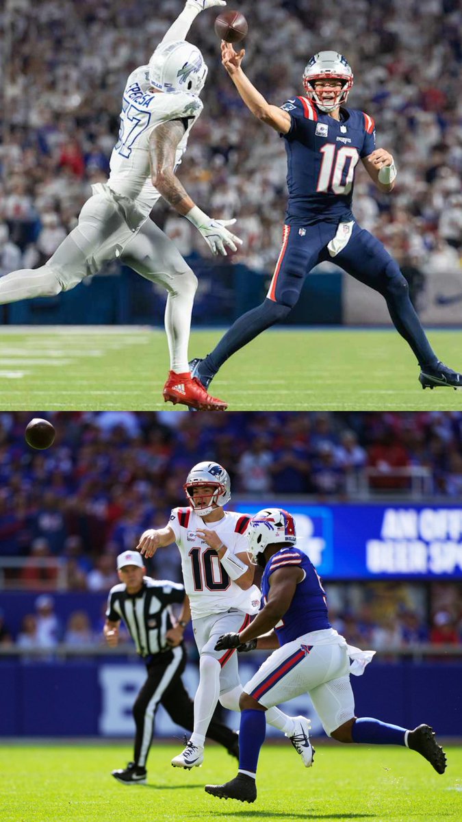 MLFootball's tweet photo. THE NEW ENGLAND #PATRIOTS OWN THE BUFFALO #BILLS FRANCHISE:

Old Highmark Stadium’s last-ever primetime loss: The New England Patriots.

New Highmark Stadium’s first-ever loss: The New England #Patriots.

The Patriots own Buffalo.

Drake Maye >>> Josh Allen when it matters most. https://t.co/lPabC9I8oA