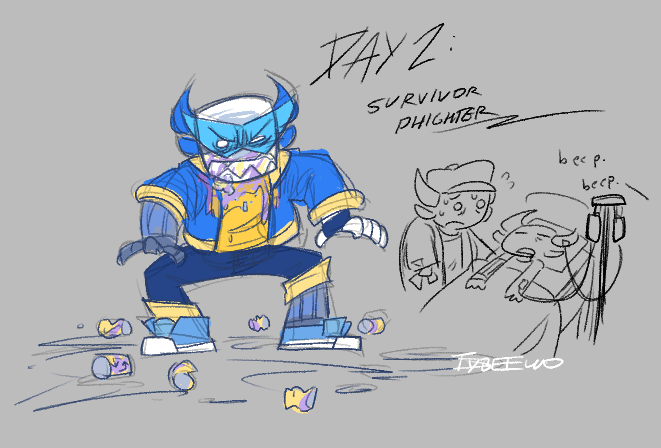 tybeewo's tweet photo. #phightober2026 day 2: survivor phighter (barely)
those flipside energies could not have been good for him #phightingfanart https://t.co/l8dftfienk