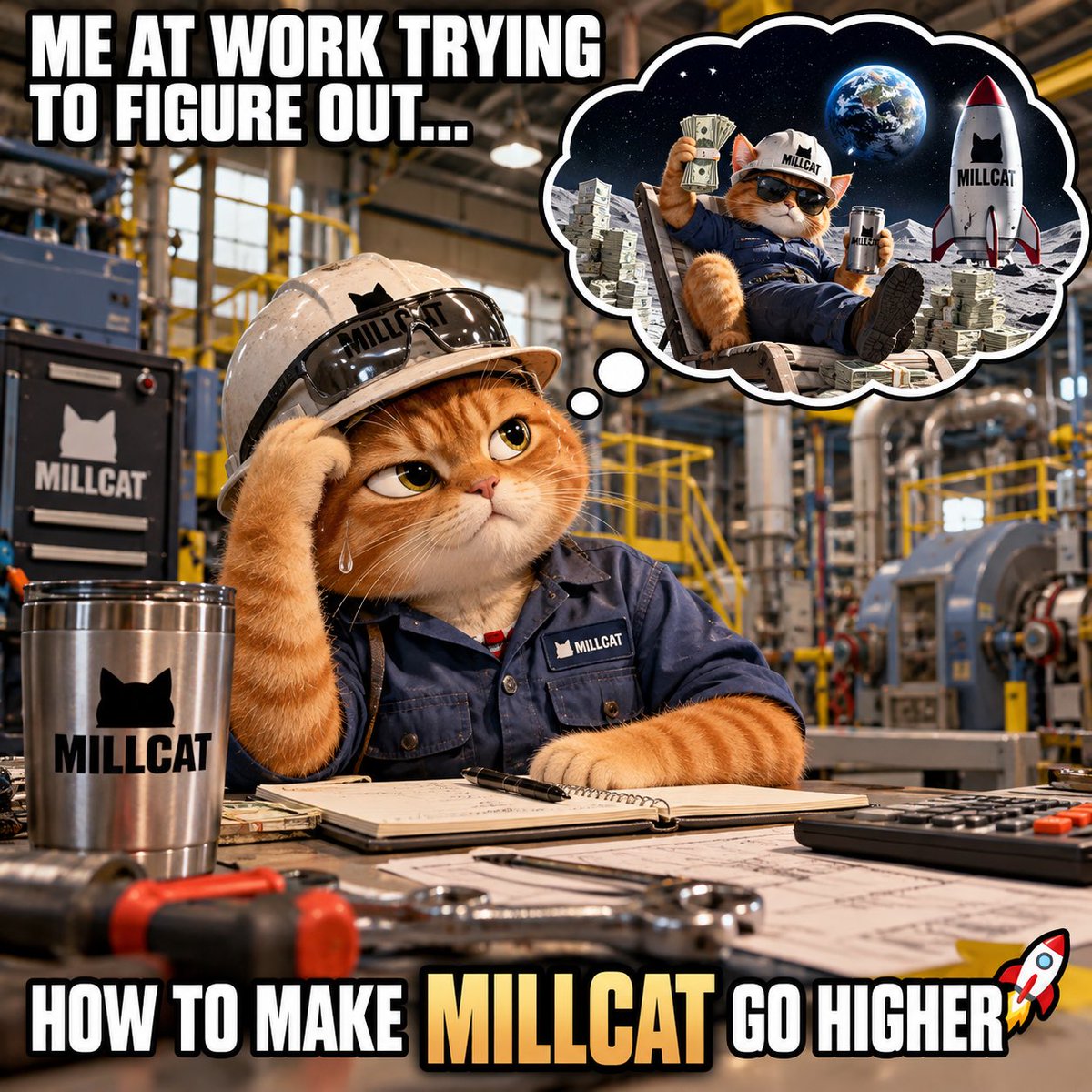 Llarpp's tweet photo. Another 12-hour shift wondering how to make the paycheck hit harder… 😂🔧

Then it clicked: what if the hardest workers built something of our own?

$MILLCAT is for the welders, electricians, millwrights, operators, mechanics, pipefitters, and every tradesman clocking in while the world sleeps. 🏭🐱

We already know how to work. Now let’s see how far we can build this community. 🚀

CLOCK IN. STACK UP. $MILLCAT. 🐱🛠️

#MILLCAT #Tradesmen #BlueCollar #Crypto #Memecoin