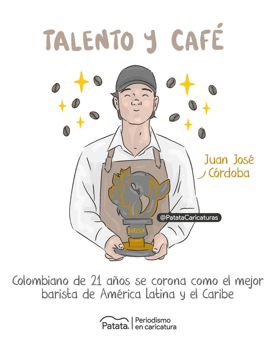 PATATAdibujo's tweet photo. ☕️🇨🇴 Joven colombiano Juan José Córdoba se corona como el mejor barista. 
🧵 https://t.co/6Wr7P5PU9S