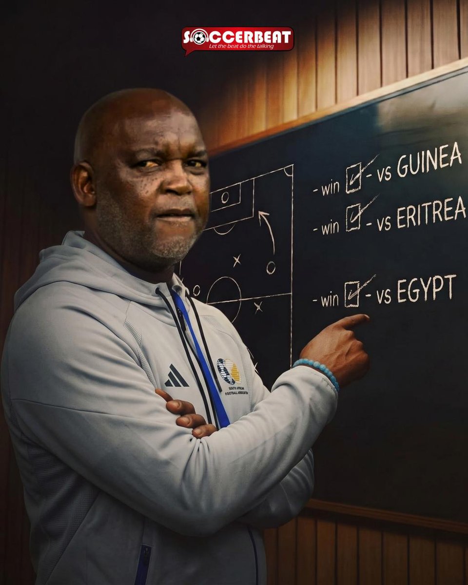 SoccerBeatZA's tweet photo. 🚨 PITSO’S PERFECT START CONTINUES 🇿🇦

Pitso Mosimane is unbeaten in his first three matches back as Bafana Bafana coach, with three wins from three games. ✅

A great start for Jingles and his men. 👏

#TalkingBafana https://t.co/te0WB0H54J